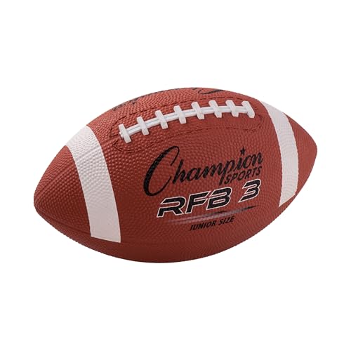 Champion Sports Rubber Football – Durable All-Weather Ball for Pee Wee to Official Sizes, Indoor & Outdoor Play - style: Junior Size (Ages 10-12)