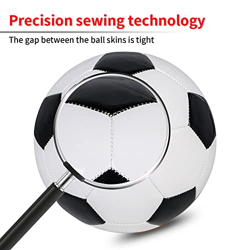 Kids Soccer Ball Sizes 3 Practice Traditional Soccer Balls Classic for Youth Perfect for Outdoor Indoor Match or Game Black-White 3Pcs with 1 Plastics Pump