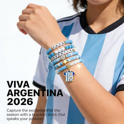 OHOME Soccer Party Favors - 6 Pack Argentina Soccer Bracelets | Soccer Mom Essentials - 2026 World Game Cup Merchandise Accessories Outfits for Women Men - Soccer Gifts for Fans Players Coaches Team - style: Argentina soccer