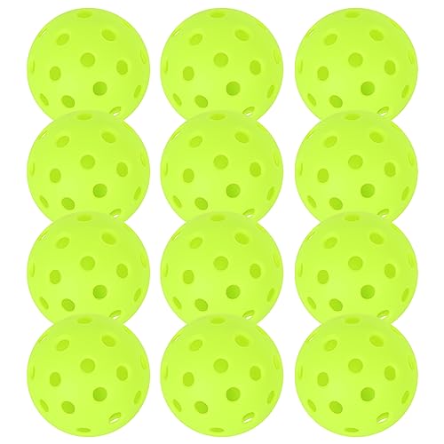 Outdoor Pickleball Balls 3/12/48 Pack, 40 Holes High Bounce Pickleballs with Mesh Bag, Durable Outside Pickle Ball for All Paddles & Courts - Multi-Color Options - color: Neon Green, size: 12 Pack (with Bag)