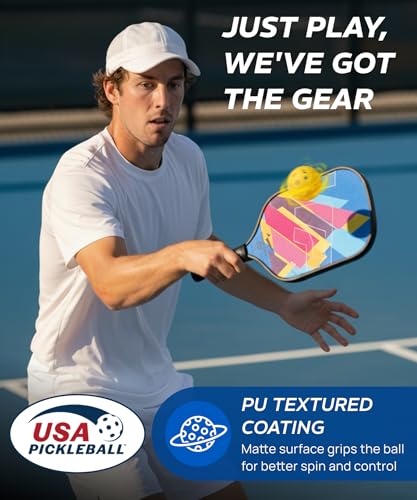 Pickleball Paddles Set of 2, Fiberglass Pickleball Set, Durable & Lightweight USAPA Approved Pickle Ball Rackets 2 Pack Pickleball Gifts for Women with Bag & Outdoor Balls for Men Beginner Kids Adults - style: 13MM | Light Blue