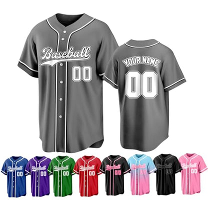 Custom Baseball Jersey Personalized Stitched Family Team Name Number Shirts Uniforms for Women Men Youth Kids - color: Gray-07