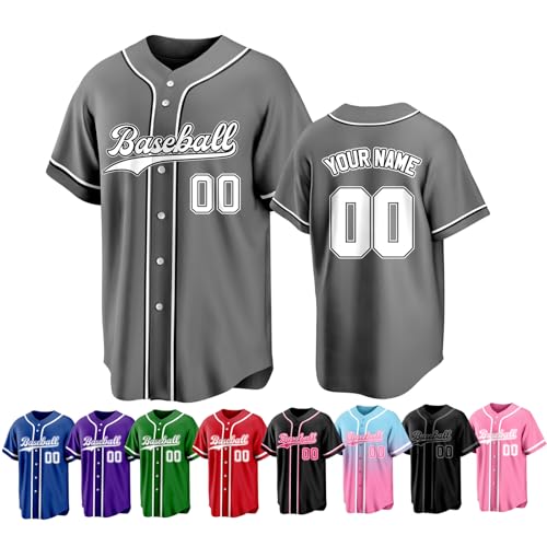 Custom Baseball Jersey Personalized Stitched Family Team Name Number Shirts Uniforms for Women Men Youth Kids - color: Gray-07
