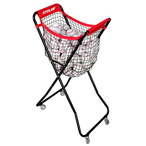 Baseball Caddy with Wheels, Holds 100+ Baseballs or 50+ Softballs, Extra Large Ball Caddy for Baseball and Softball Drills, Easy Set Up and Carrying, Ball Caddy for Outdoor/Indoor