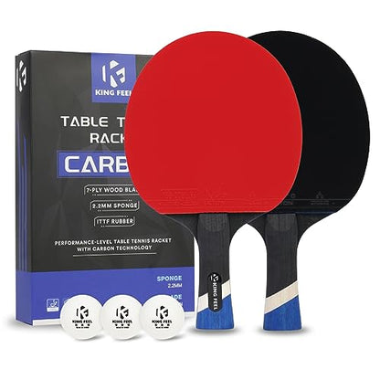Professional Ping Pong Paddles-Lightweight Carbon Fiber Table Tennis Rackets with 7-Ply Blade, 2.0mm Premium Sponge, ITTF Approved Rubber - for Tournament-Level Performance Table Tennis Paddles - style: Red(2-Pack)