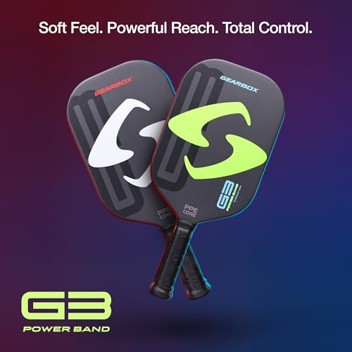 Gearbox G3 Powerband Pickleball Paddle – Elongated Shape, 16mm Core – Carbon Fiber Face, UniFrame Molded Design – Textured Surface for Spin – Lightweight 8 oz – Soft Feel and Controllable Power