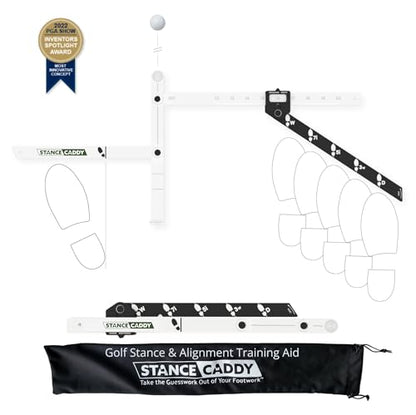 Golf Stance and Alignment Training Aid – Setup Left & Right Handed - Proper Ball Position & Foot Placement Golf Aids/Tool – Pro Perfect Wedge to Driver – Portable Alignment Stick Mat