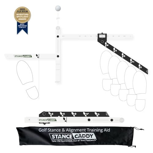 Golf Stance and Alignment Training Aid – Setup Left & Right Handed - Proper Ball Position & Foot Placement Golf Aids/Tool – Pro Perfect Wedge to Driver – Portable Alignment Stick Mat