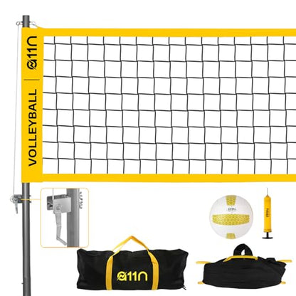 A11N Sports Heavy-Duty 32ft Outdoor Volleyball Net with Anti-Sag System - Portable Set Includes Volleyball, Net, Air Pump, Boundary Markers and Bag - Perfect for Backyard, Beach, and Park