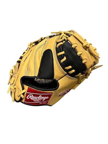 Rawlings Select PRO LITE Youth First Base Mitt 11.5" & Catcher’s Mitt 32" Blonde/Black | Lightweight Leather | Easy Break-in | Right Hand Throw - size: 32" {Catcher