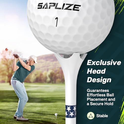SAPLIZE Upgraded 4-Prong Golf Tees Plastic, 50/100/120/200 Pack (1-1/2", 2-3/4'', 3-1/4"), Engineered to Reduce Friction & Side Spin, Unique Golf Gifts for Golfers - color: Red (50pcs, 3-1/4'')