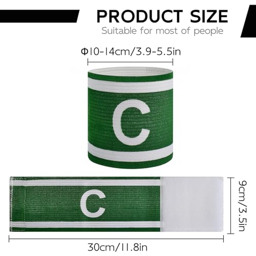 Unisex Captain Armband for Soccer Training, Adults & Youths Classic Captain ‘C' Arm Band Adjustable Elastic Captain Armbands Team Sports Accessories - color: Green