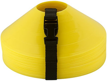 Disc Cones – Set of 25 Agility Cones for Sports Training – 2" Tall, 7" Base Soccer Cones with Carry Strap for Drills & Practice