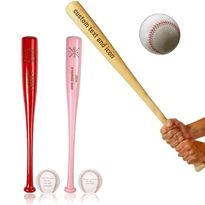 Personalized Mini Baseball Bat 18", Custom Engraved Name, Number & Logo, Small Wooden Bat Gift for Little League, Teams, Players, Fathers - color: custom baseball