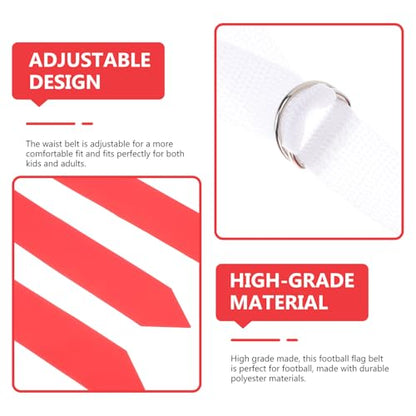 Football Waist Flag Set for Youth – Adjustable Rugby Belt 10 White Belts and 30 Red Yellow Flags Sports Football Game Equipment and Matches