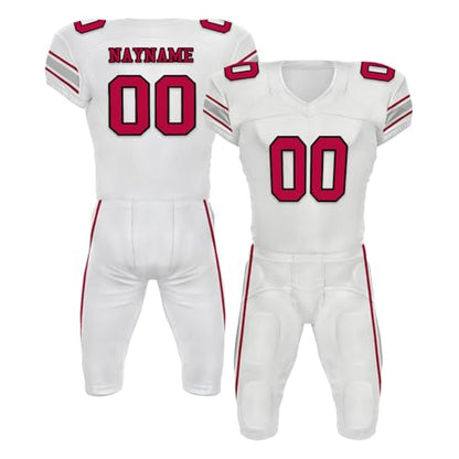 Youth Football Practice Jersey, Custom Blank Kids Practice Football Uniform Sportswear for Boys Training Games - color: White Red Sliver