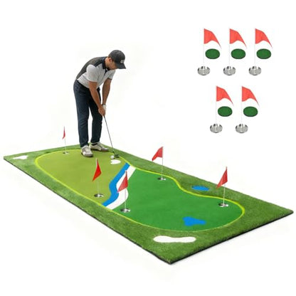 Golf Putting Green Mat - 5FT×10FT/5FT×12FT Putting Green Indoor, Professional Golf Putting Mat with Realistic Turf, Golf Simulators for Home, Multi Holes & Flags for Outdoor Golf Practice