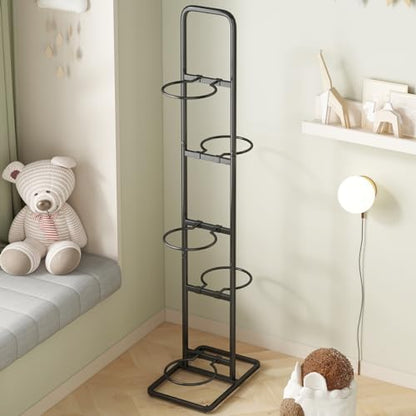 Vertical Ball Storage Rack - Adjustable 5-Tier Sports Organizer Stand for Basketball, Soccer, Volleyball and More（56.7inches） - style: 5-tier without Basket
