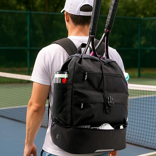 J World Ace 2 Racket Tennis Backpack for Women Men. Badminton Squash Pickleball Bag. Kids Sports Gym Bag w/Shoe Compartment - color: Navy