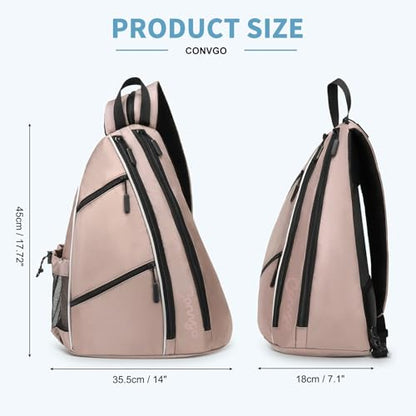 Pickleball Bag for Women and Men, Adjustable Pickle Ball Backpack, 2 in 1 Sports Sling Bag for Pickleball Paddles - color: Pink