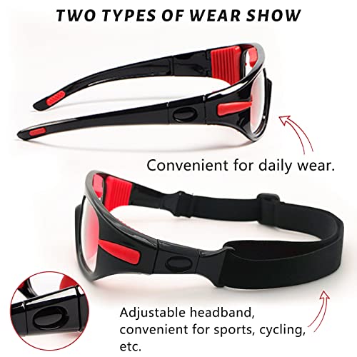 SHEEN KELLY Professional Sports Goggles Adult Protective Safety Goggles Basketball Glasses for Men with Adjustable - color: Replaceable Red