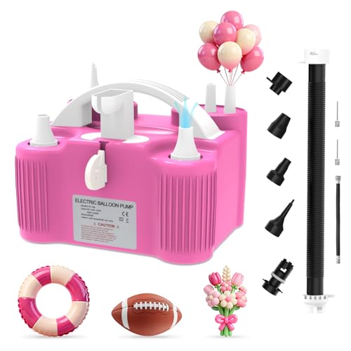 4-in-1 Balloon Pump Electric Balloon Pump Inflador De Globos Electrica Sports Balls Pump for All Balloons Latex Foil 260q Mylar Balloon, Air Cushion Pool Float Yoga Ball Inflator Balloon Machine - color: Red Rose