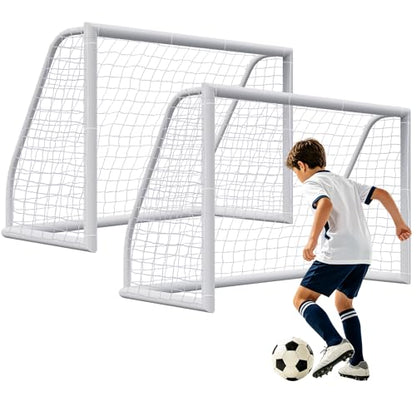ZENY Portable Soccer Goal for Backyard,12x6 / 10x6.5 / 8x5 / 6x4 ft Kids Adults Soccer Net and Frame for Home Backyard Practice Training Goals, Soccer Training Equipment - style: 6 x 4FT - HPVC- 2 pack