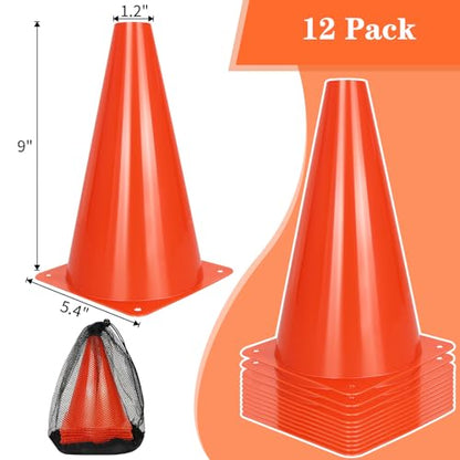 PXZBLG 12/24/50pcs Soccer Cones, 7" Soccer Cones, Plastic Traffic Cones, Training Cones for Basketball Football Skating Drills Practice - color: Red, size: 9", 12pcs