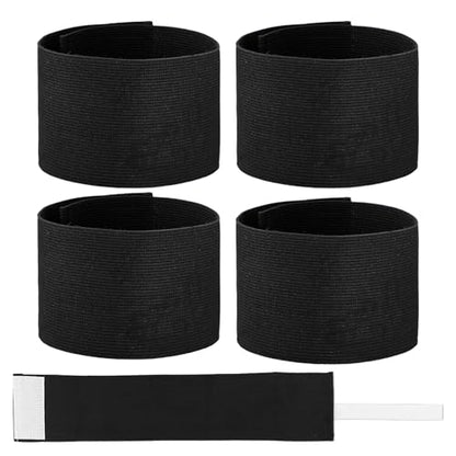 4 Pcs Black Arm Bands Elastic Arm Band Adjustable Leader Captain Bands Soccer Sport Armband for Volleyball Basketball Team