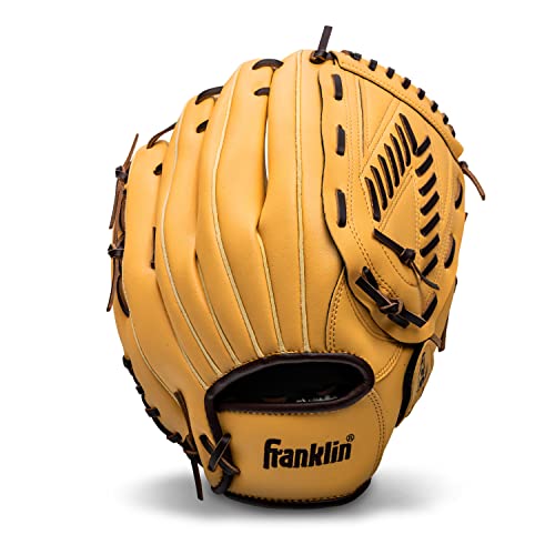 Franklin Sports Field Master Baseball + Softball Glove - Field Master Adult + Youth Baseball + Softball Mitt - Men's + Women's Gloves - Right Hand Throw - color: Camel, style: 13" - Basket “V” Web