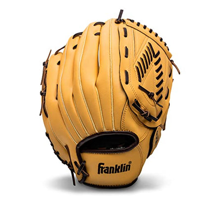 Franklin Sports Field Master Baseball + Softball Glove - Field Master Adult + Youth Baseball + Softball Mitt - Men's + Women's Gloves - Right Hand Throw - color: Camel, style: 13" - Basket “V” Web