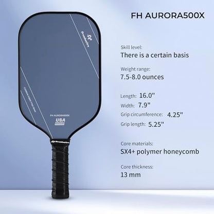 FH-500 T700 Pickleball Racket, 14MM Thick Two-Handed Offensive Pickleball Racket, Speed and Control - color: Dark Blue
