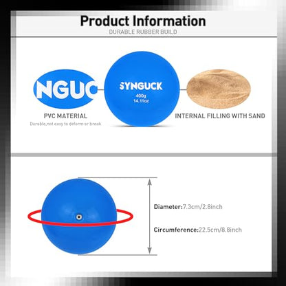 SYNGUCK 4/6 Pack Weighted Plyo Balls Set for Baseball & Softball Training - Improve Power, Pitching, Hitting - Perfect for Yoga, Fitness, Plyometrics - All Skill Levels - style: Light Blue(14oz)