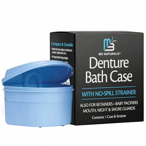 Denture Bath Case and Retainer Case, Denture Bath Cup for Invisalign Retainers Mouthguards Dentures Cleaner Kit with Strainer Spill-Free Portable Retainer Cleaner Case by M3 - size: Bath Case (1 Count)