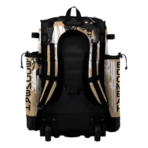 Boombah Superpack Hybrid Rolling Bat Bag - Wheeled & Backpack Version - Graffiti Drip - Multiple Color Options - color: Black/Vegas Gold/White