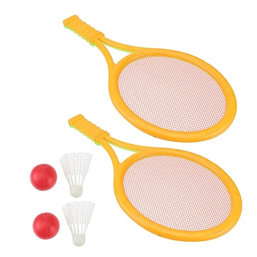 Mikinona 2Pcs Parent Outdoor Sports Tennis Racket Set Large Racket with Tennis Balls and Badminton Rackets for Durable Material for Family Fun