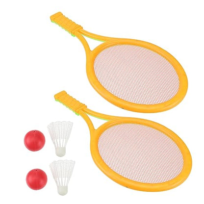 Mikinona 2Pcs Parent Outdoor Sports Tennis Racket Set Large Racket with Tennis Balls and Badminton Rackets for Durable Material for Family Fun