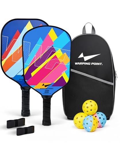 Pickleball Paddles Set of 2, Fiberglass Pickleball Set, Durable & Lightweight USAPA Approved Pickle Ball Rackets 2 Pack Pickleball Gifts for Women with Bag & Outdoor Balls for Men Beginner Kids Adults - style: 13&14MM | Blue