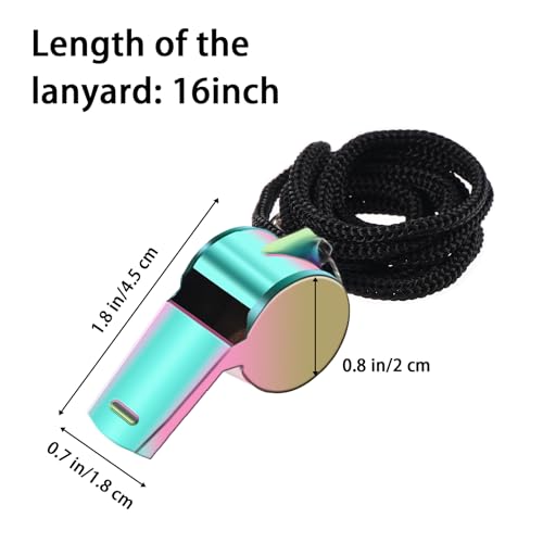 DIVINA VITAE 2Pack Coach Whistle with Lanyard Stainless Steel Metal Whistle Colorful Coach Whistle Bulk Loud Sports Whistle for Teachers, Coaches, Referees, Emergency