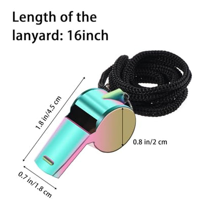 DIVINA VITAE 2Pack Coach Whistle with Lanyard Stainless Steel Metal Whistle Colorful Coach Whistle Bulk Loud Sports Whistle for Teachers, Coaches, Referees, Emergency