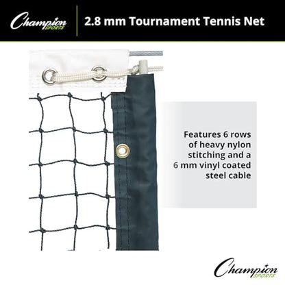 Champion Sports3.0 mm Tournament Tennis Net - size: 2.8mm