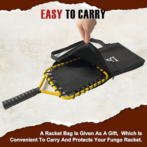 Baseball Racket for Fly Balls, Grounders, and Line Drives - Softball/Baseball Fungo Bat for Coaches and Parents to Help with Auxiliary Training - Attach a Racket Bag and Winding Tape - color: Yellow