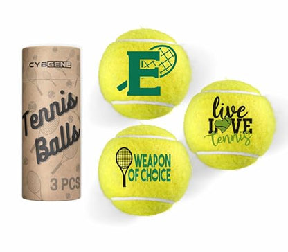 Tennis Gifts, Personalized Tennis Ball, Set of 3 Unique Tennis Balls with Gift Package, Perfect for Tennis Teammate, Partners - Initial - color: Initial-E