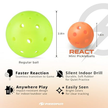 PIKKOFUN React Mini Pickleball Balls - 5 Pack Quiet Training Balls for Improve Hand Speed, Paddle Control and Accuracy - color: Orange