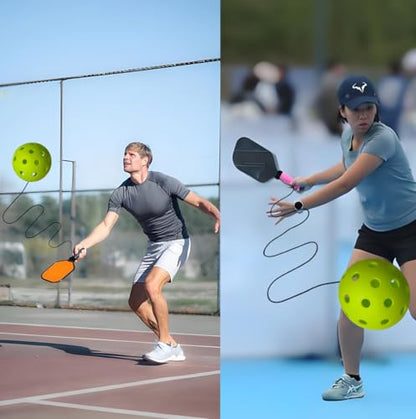 2 PCS Pickleball Trainer,Continuous Rebound Pickleball Drills Enhance Reaction Speed& Hand-Eye Coordination,Solo Practice Ball, Skill Levels,Green (Paddle Not Included)