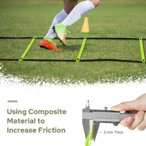 GHB Pro Agility Ladder Agility Training Ladder Speed 12 Rung 20ft with Carrying Bag - color: Green