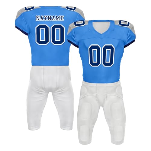 Youth Football Practice Jersey, Custom Blank Kids Practice Football Uniform Sportswear for Boys Training Games - color: Navy Blue Red