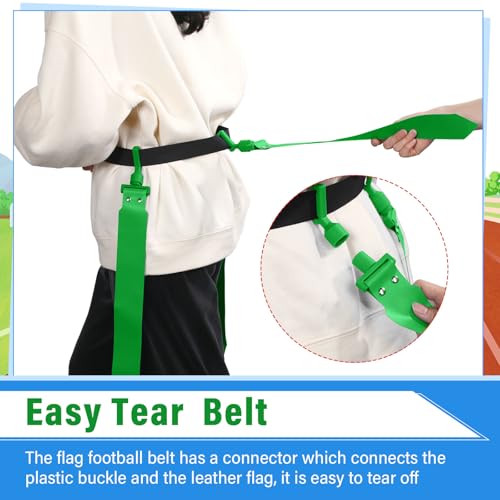Junkin 6/8/10 Players Flag Football Sets Adjustable Football Belts and Flags for Youths Teens Kids Adults Players Sports Team - color: Green