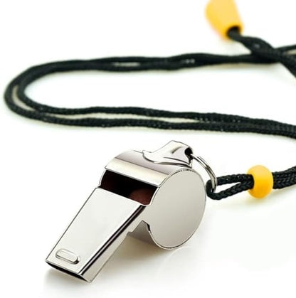 Stainless Steel Sports Whistles with Lanyard, Loud Crisp Sound Whistles Bulk Great for Coaches, Referees, and Officials - color: Silver A