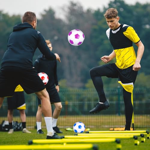 MiniInflat 12 Pcs Soccer Balls Bulk Size 4 Soccer Balls with Pump Soft Football Outdoor Indoor for Sport Training Practice Gift for Adult